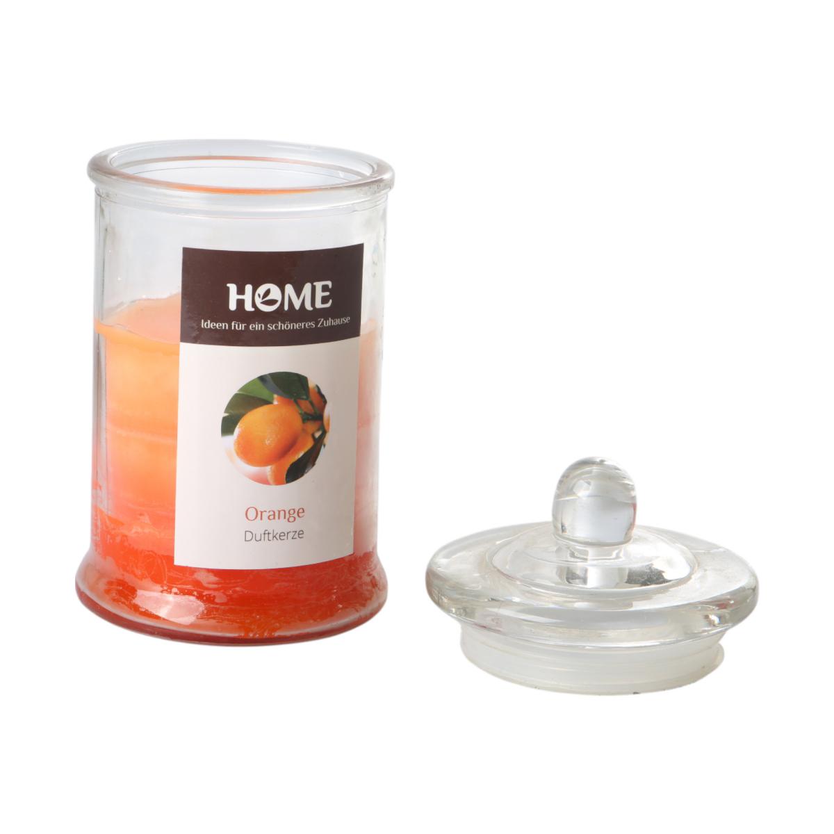Duftkerze im Einmachglas orange/Orange
