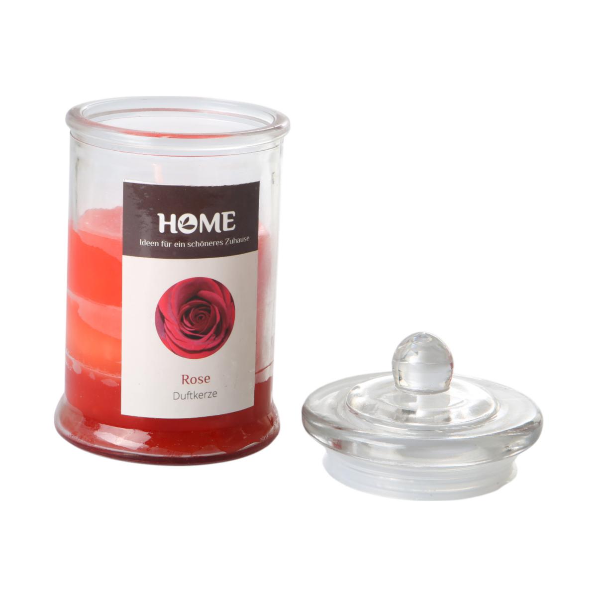 Duftkerze im Einmachglas rot/Rose