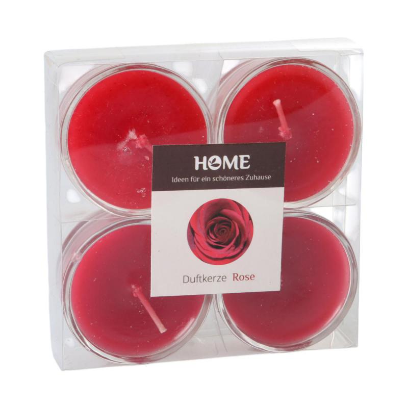 Duftteelicht im Glas rot/Rose