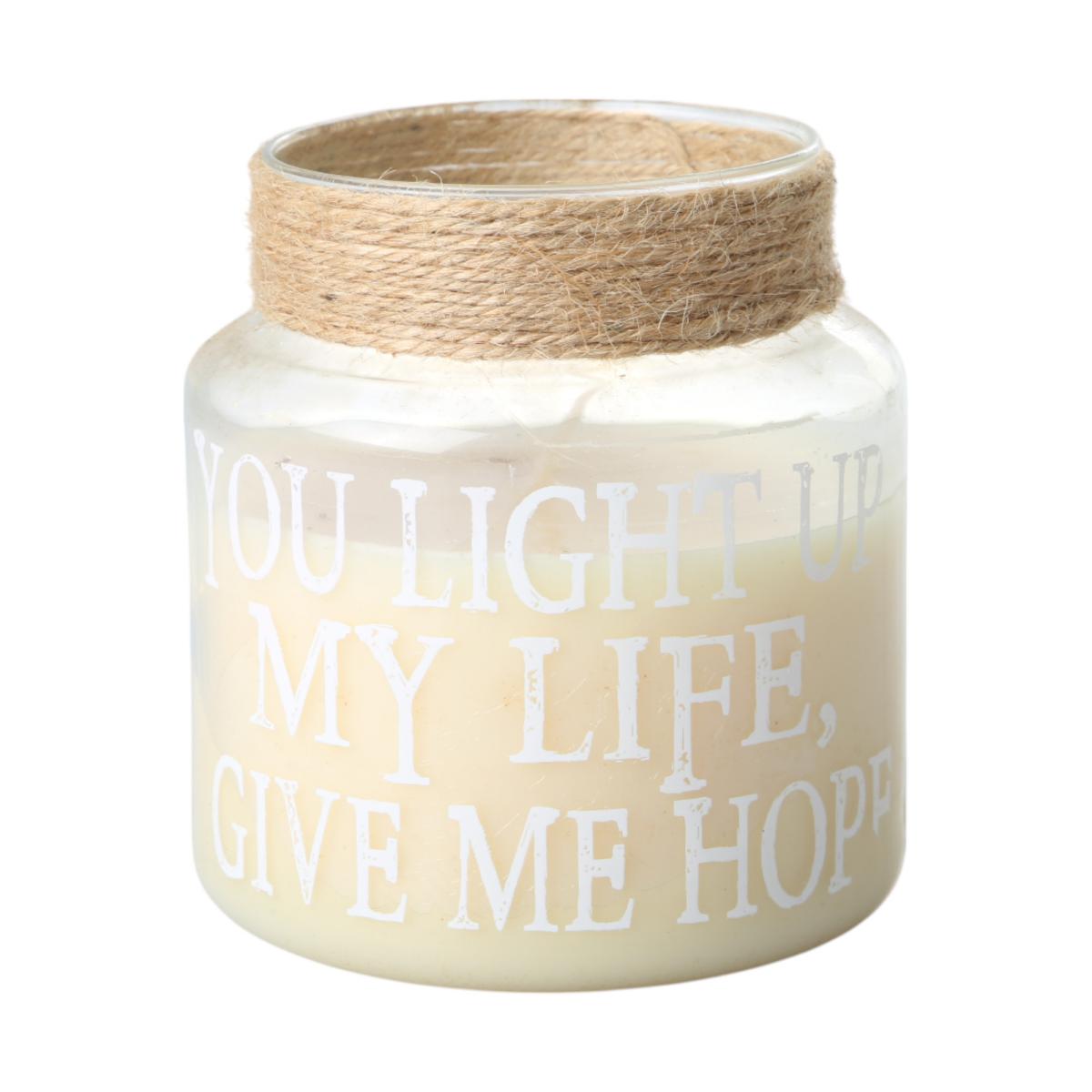 Duftkerze im Glas mit Schriftzug BD 38h creme