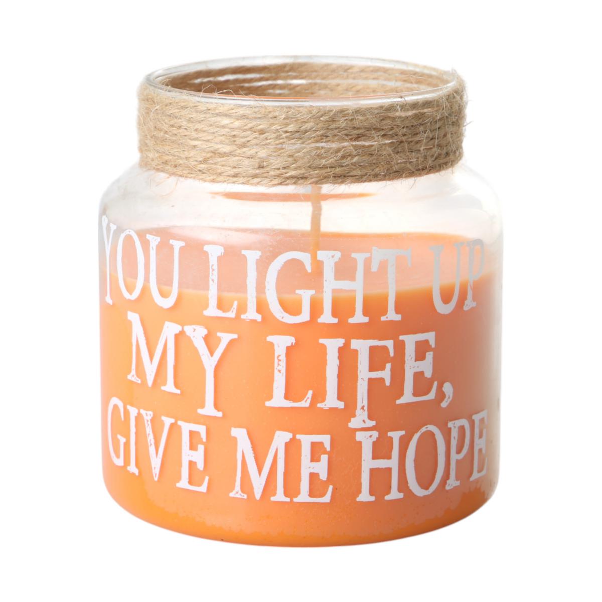Duftkerze im Glas mit Schriftzug BD 38h orange