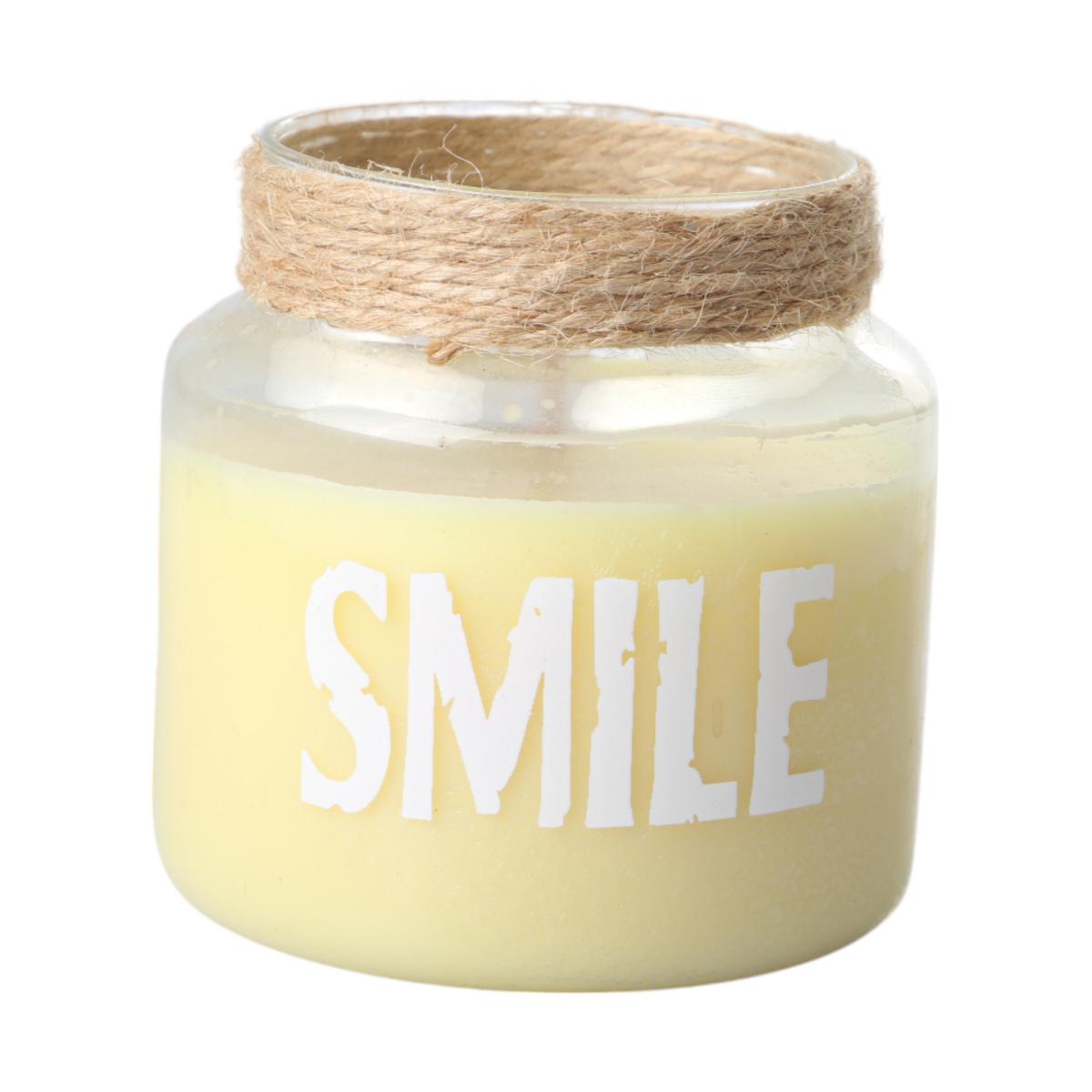 Duftkerze im Glas mit Schriftzug BD 22h creme