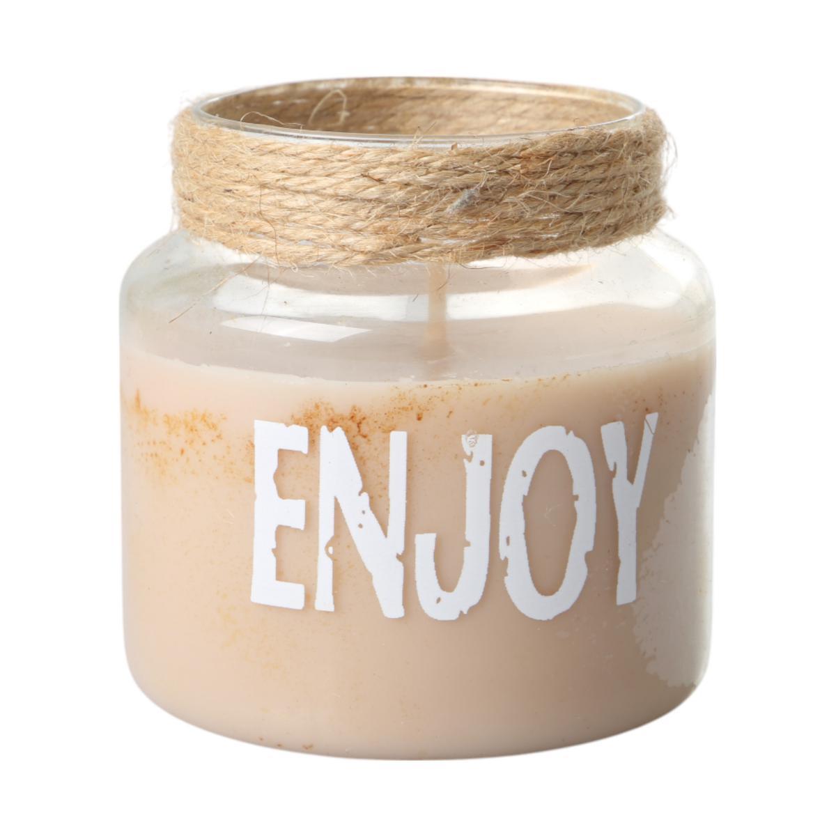 Duftkerze im Glas mit Schriftzug BD 22h hellbraun