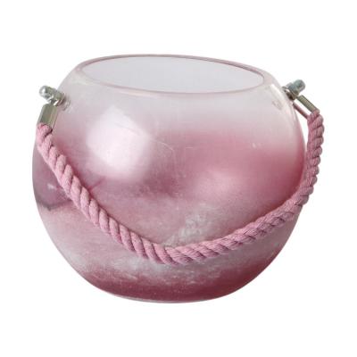 Teelicht lila halbgefrostet mit Henkel