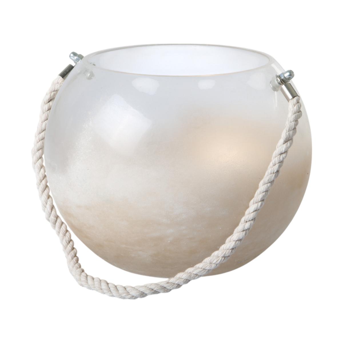 Teelicht creme halbgefrostet mit Henkel