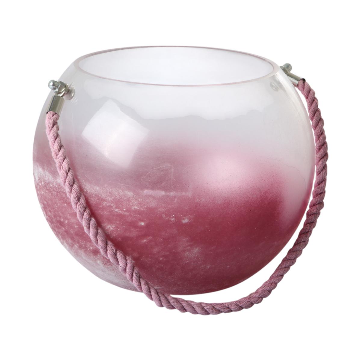 Teelicht lila halbgefrostet mit Henkel