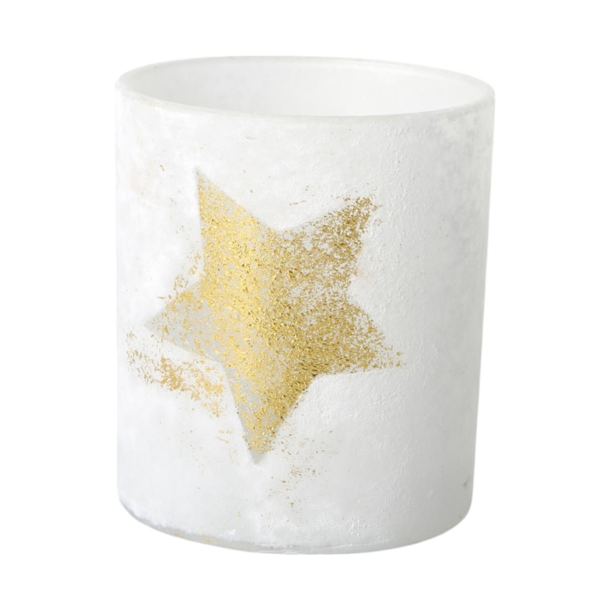 Teelicht mit Metallic-Stern gold