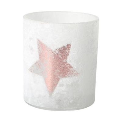 Teelicht mit Metallic-Stern ros&eacute;