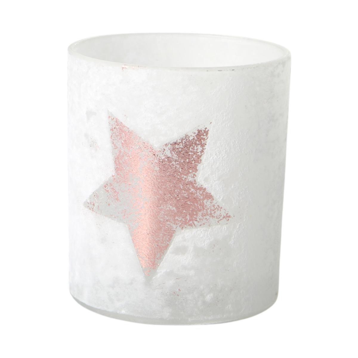 Teelicht mit Metallic-Stern ros&eacute;