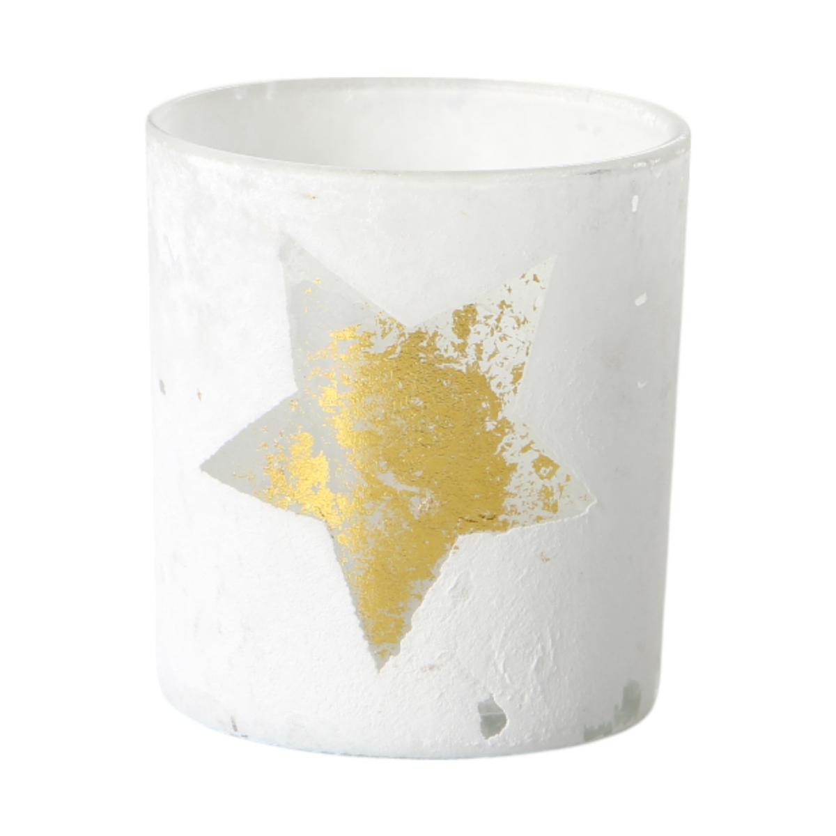 Teelicht mit Metallic-Stern gold