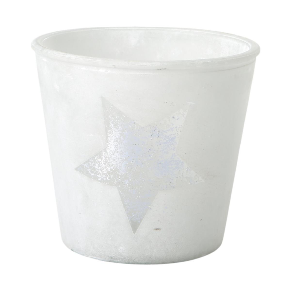 Topf frosty mit Metallic-Stern silber f. 12er