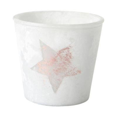 Topf frosty mit Metallic-Stern ros&eacute; f. 12er