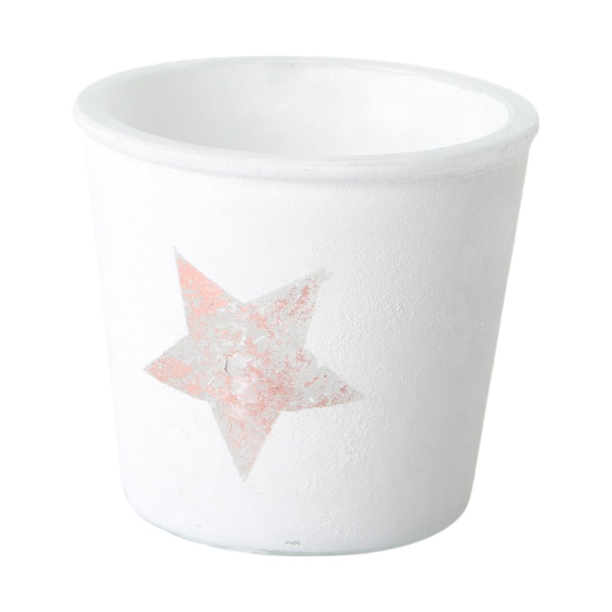 Topf frosty mit Metallic-Stern rosé f. 10er