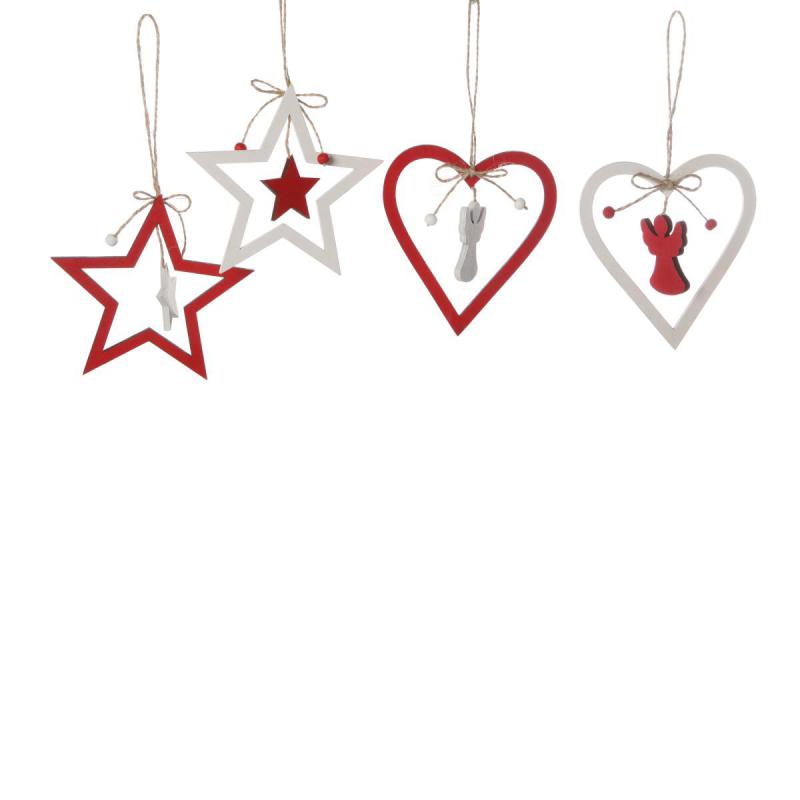 Herz/Sternhänger mit Engel/Stern Motiv-/Farbmix