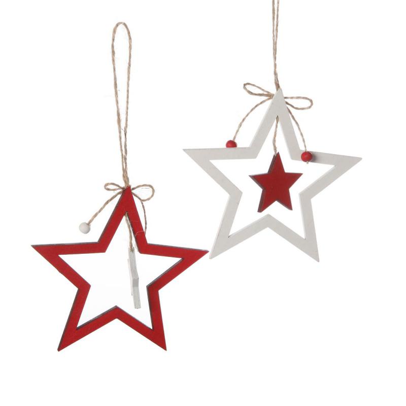 Herz/Sternhänger mit Engel/Stern Motiv-/Farbmix