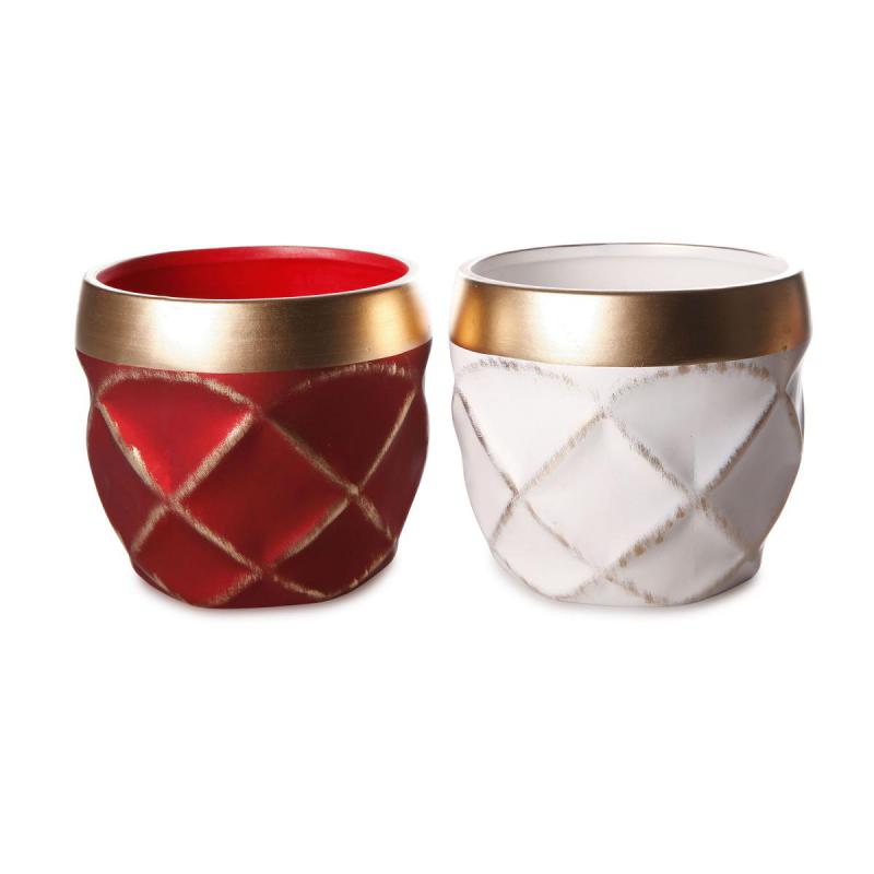 Topf Raute für 12er weiß/rot gemischt