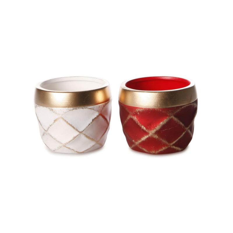 Topf Raute für 6er weiß/rot gemischt