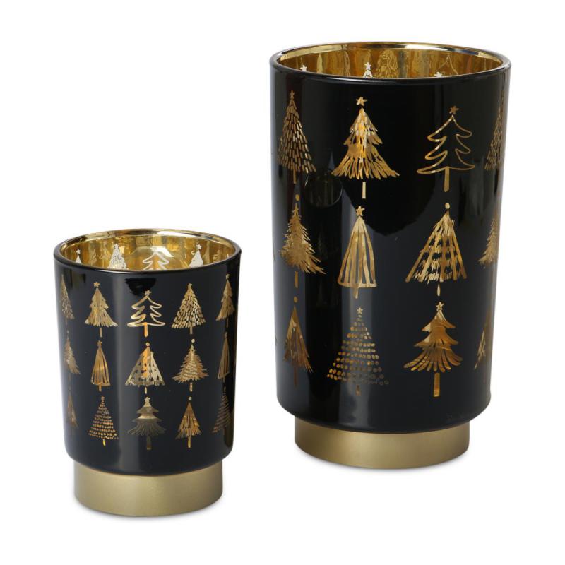 LED-Windlicht mit Tannenbäumen