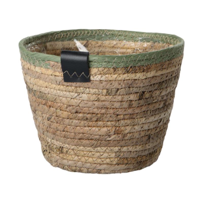 Strohkorb mit grünen Rand