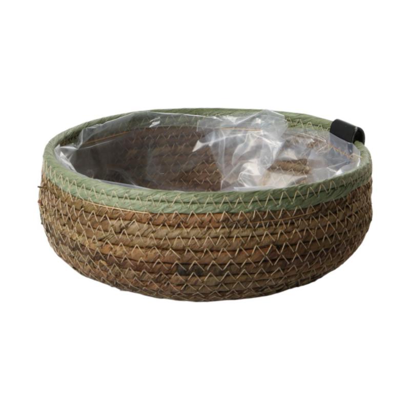 Strohkorb mit grünen Rand