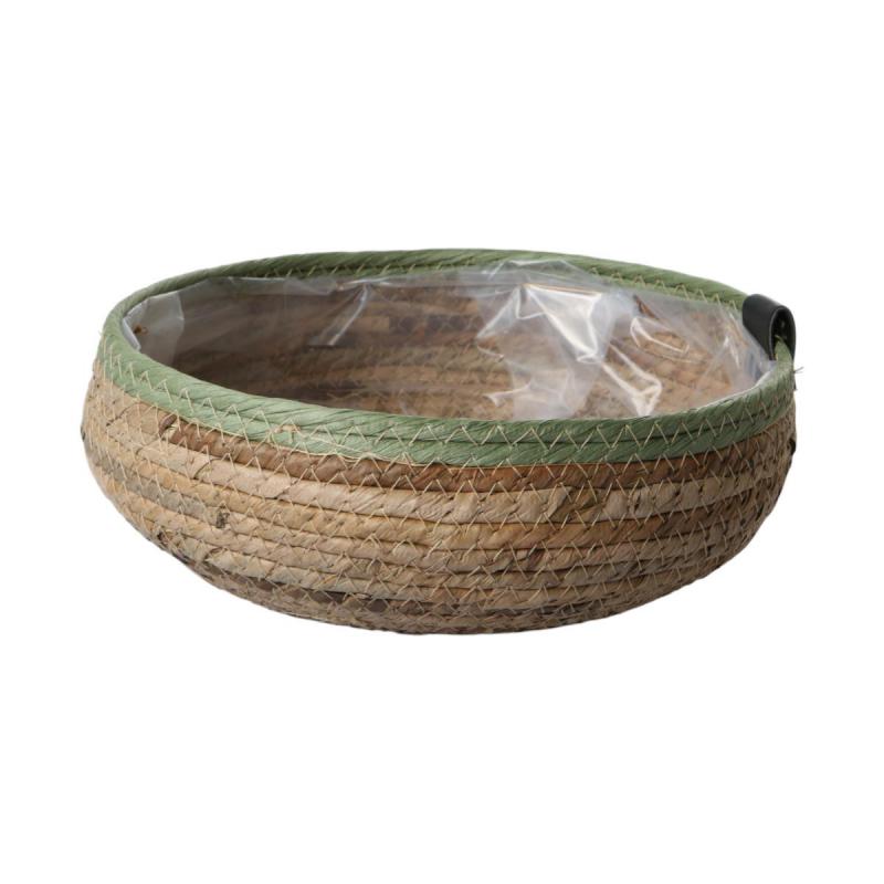 Strohkorb mit grünen Rand