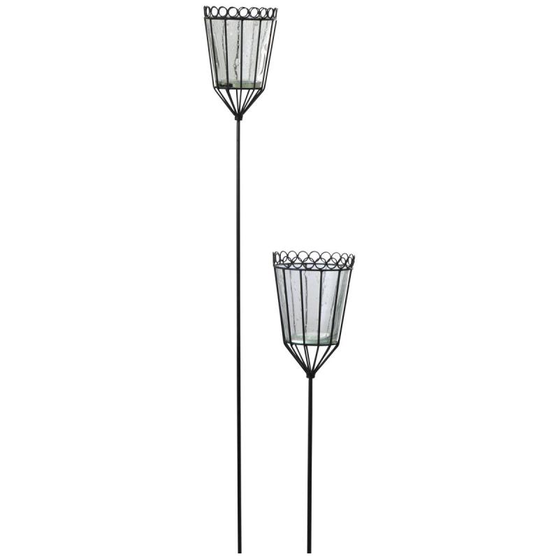 Kerzenhalter aus Glas mit Metallstab