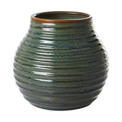 Vase bauchig glasiert grün