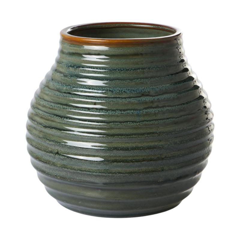 Vase bauchig glasiert grün