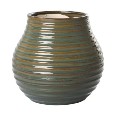 Vase bauchig glasiert grün