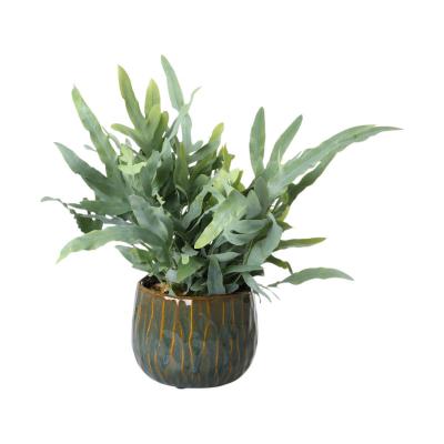 Übertopf glasiert grün/orange für 14,5er