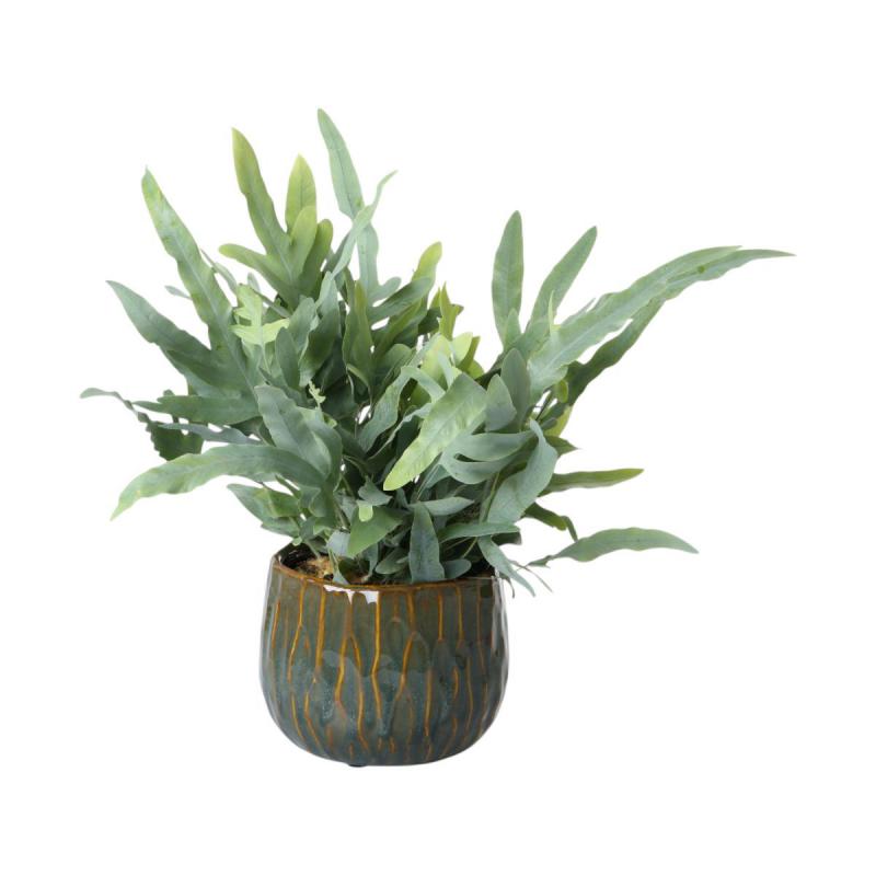 Übertopf glasiert grün/orange für 14,5er