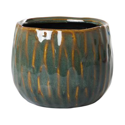 Übertopf glasiert grün/orange für 13er