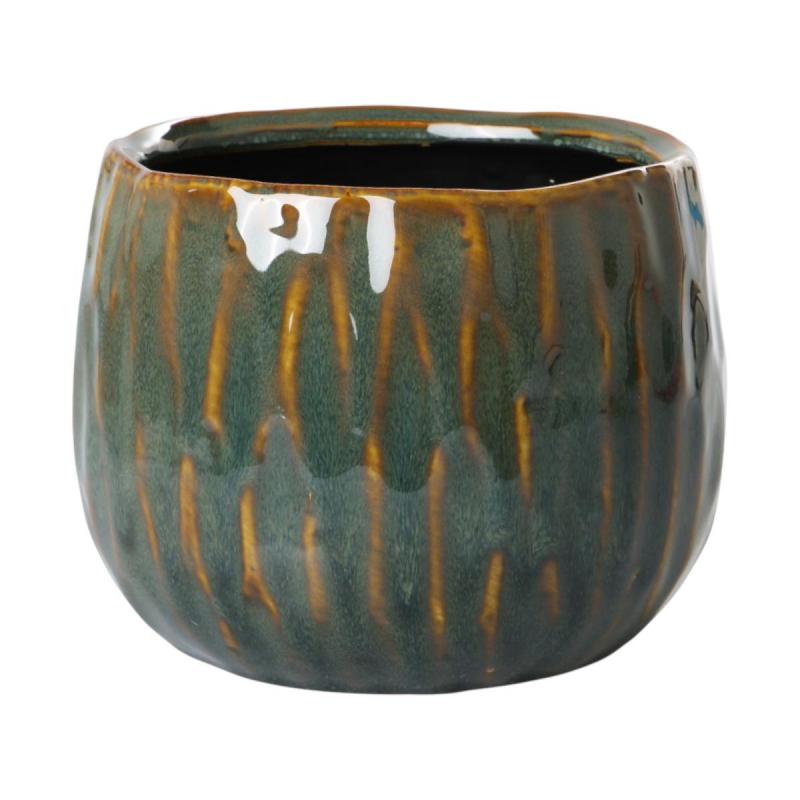 Übertopf glasiert grün/orange für 13er