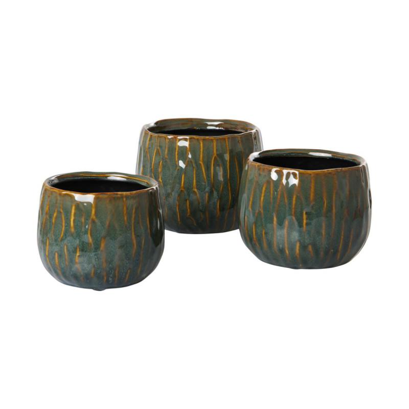 Übertopf glasiert grün/orange für 13er