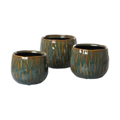 Übertopf glasiert grün/orange für 10,5er