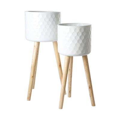 Übertopf mit Beinständer weiß