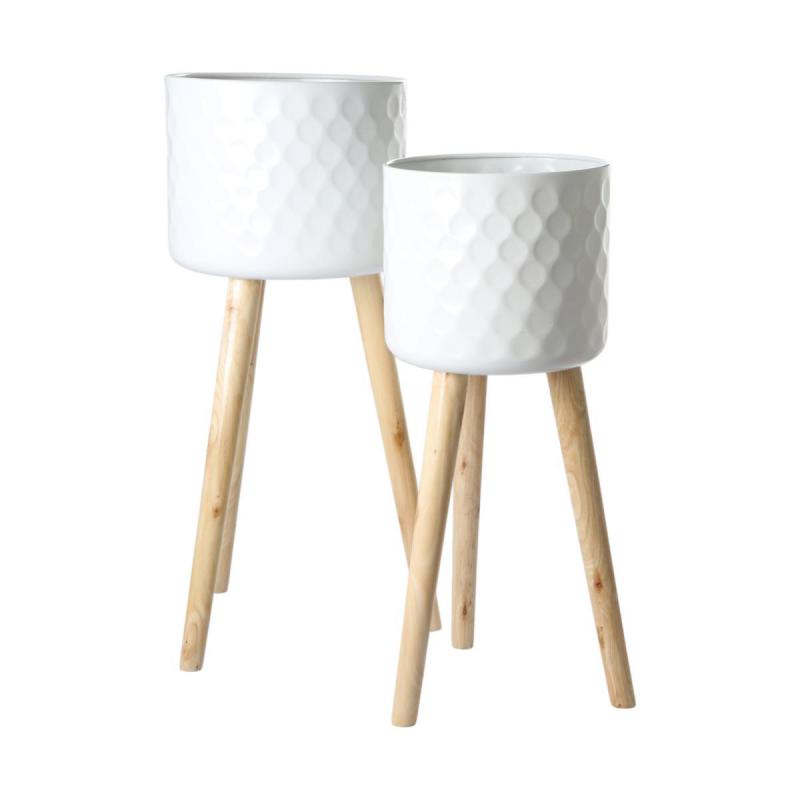 Übertopf mit Beinständer weiß