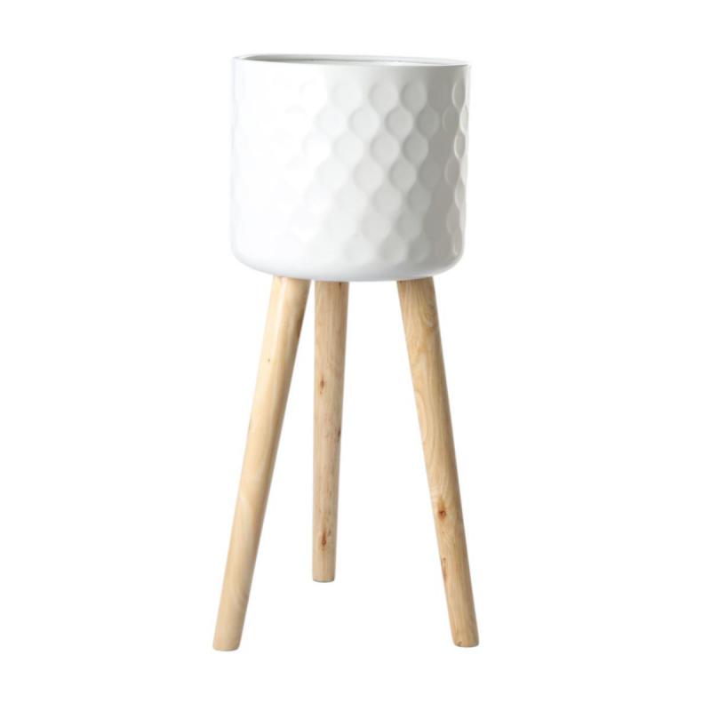 Übertopf mit Beinständer weiß