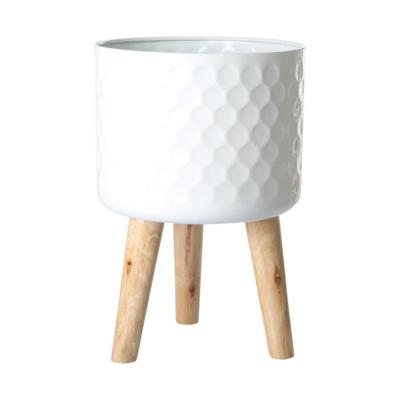 Übertopf mit Beinständer weiß