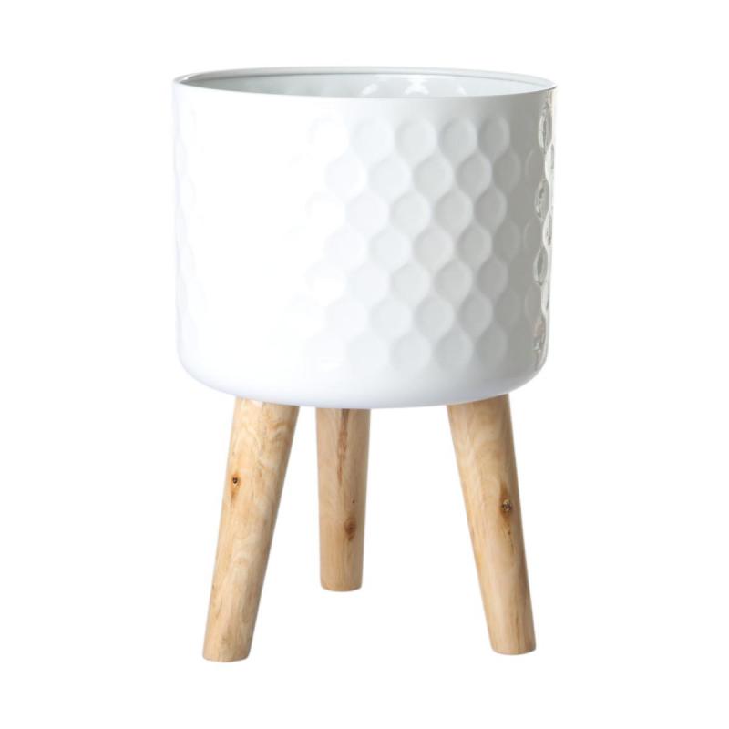 Übertopf mit Beinständer weiß