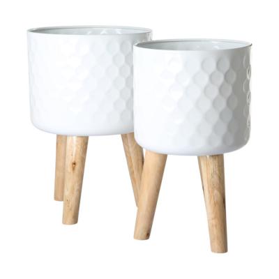 Übertopf mit Beinständer weiß