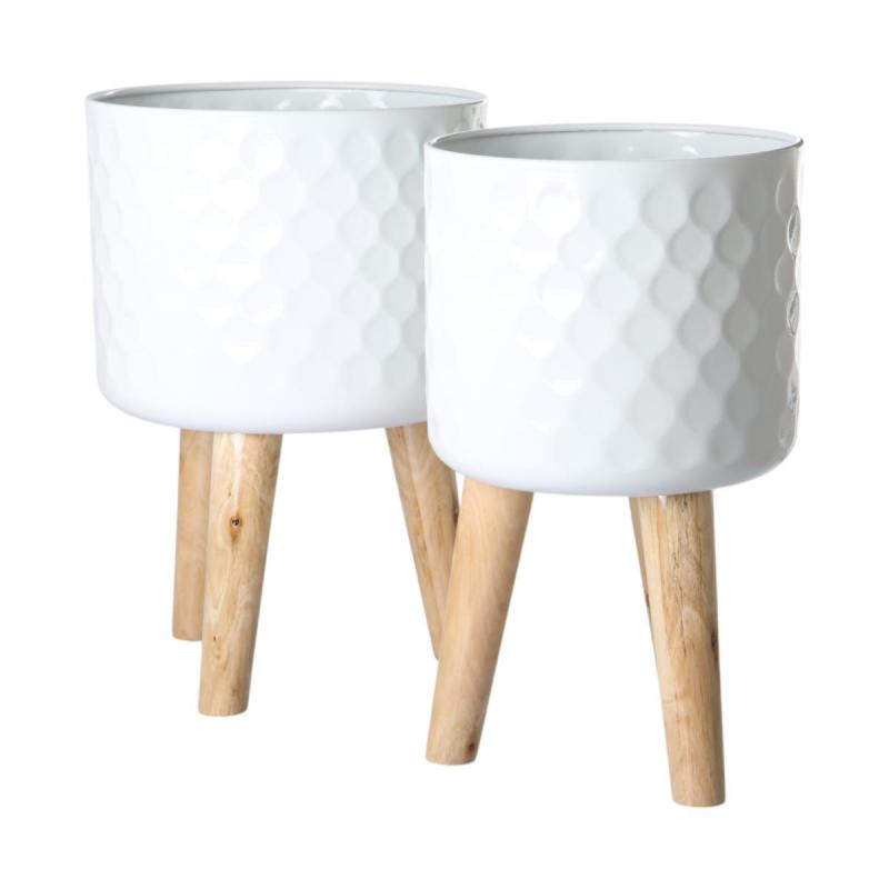 Übertopf mit Beinständer weiß