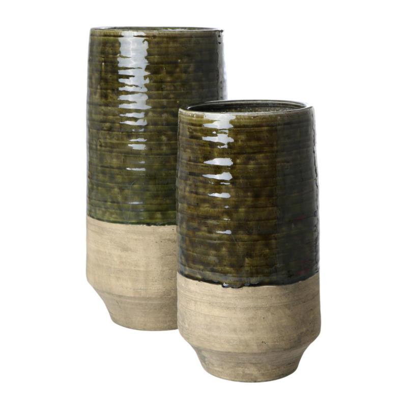 Vase glasiert farbverlauf braun