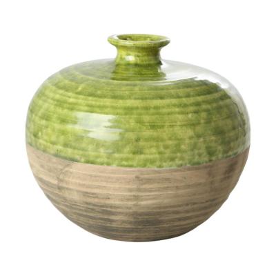 Vase bauchig glasiert farbverlauf gr&uuml;n