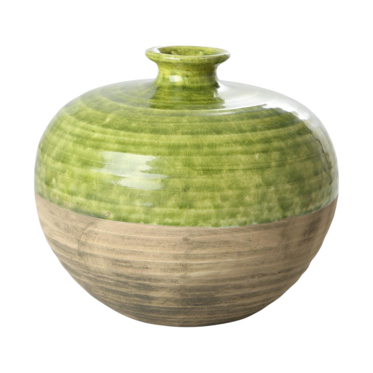 Vase bauchig glasiert farbverlauf gr&uuml;n