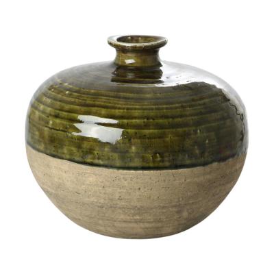 Vase bauchig glasiert farbverlauf braun