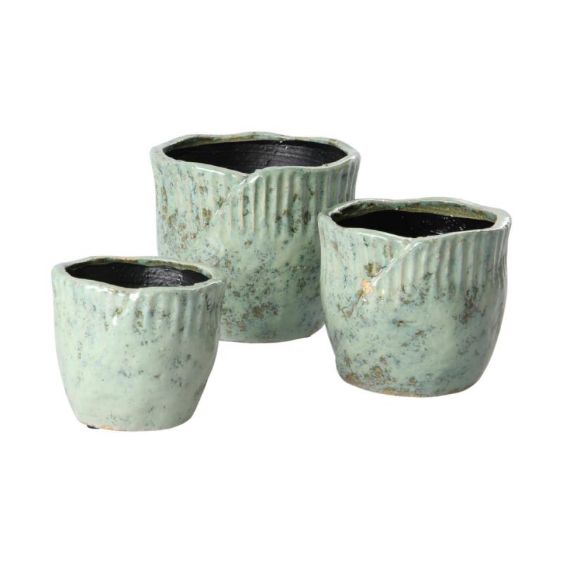 Übertopf glasiert für 18er blaugrün