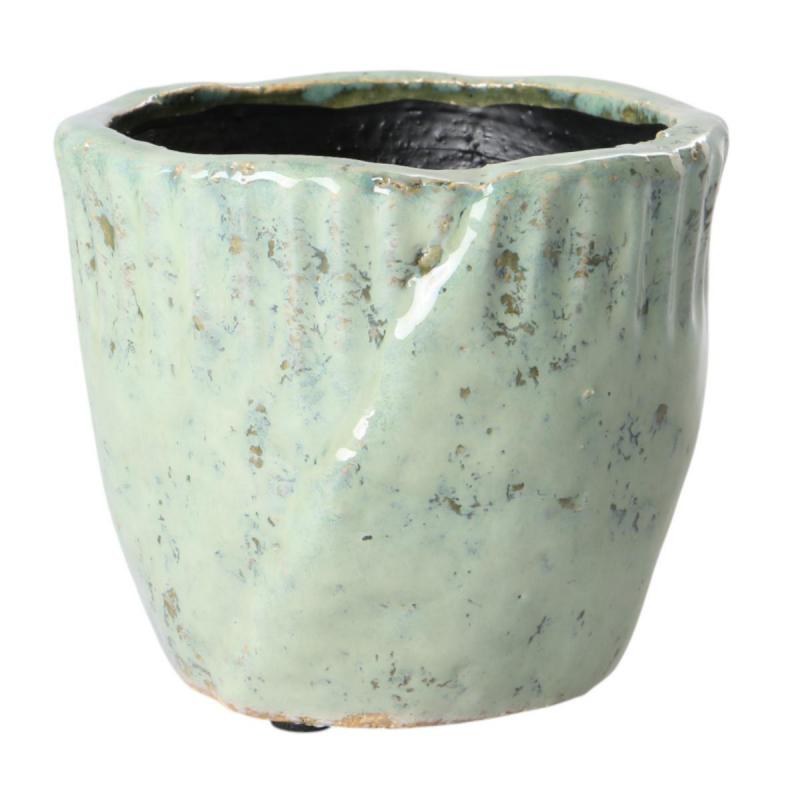 Übertopf glasiert für 10er blaugrün