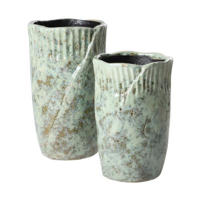 Vase glasiert blaugrün