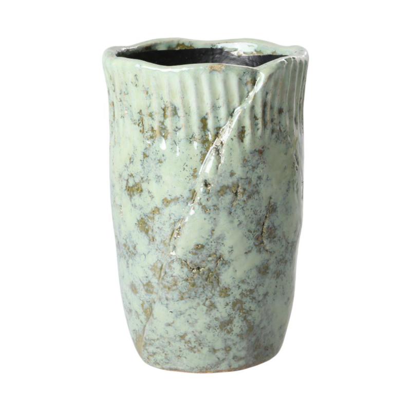 Vase glasiert blaugrün